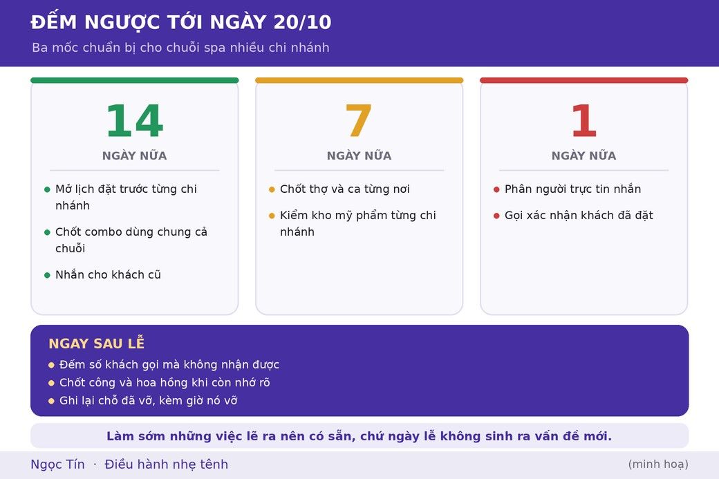 Ba mốc chuẩn bị, và ba việc nên làm ngay sau ngày lễ.