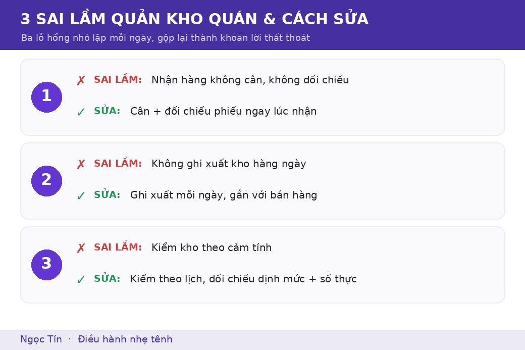 Ba sai lầm quen mặt và cách sửa gọn cho từng cái, tất cả đều là thói quen giữ mỗi ngày.